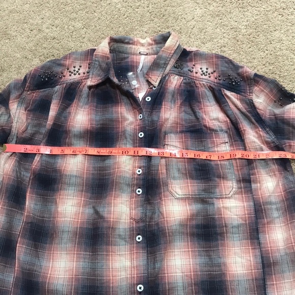 NWT! FREE PEOPLE indigo combo plaid size M top - Picture 7 of 8